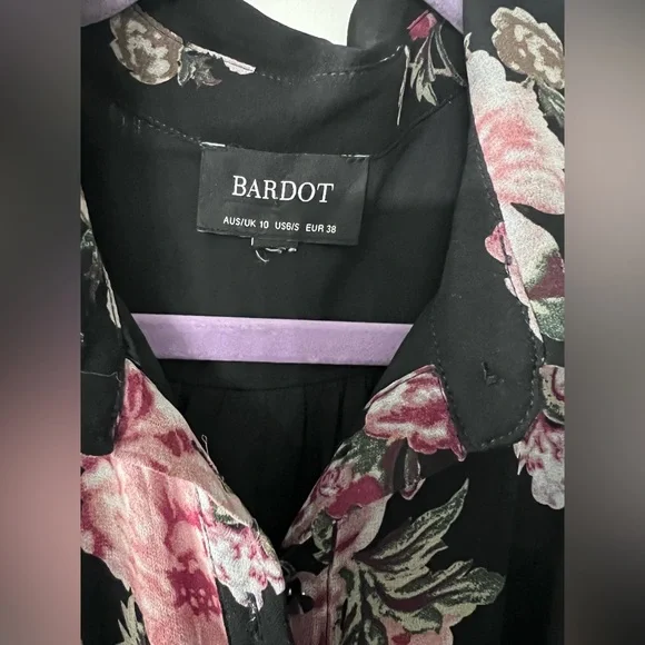 Bardot Floral Print Long Sleeve Chiffon Dress size 6 - Picture 6 of 13